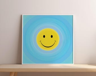 Smiley Face Wall Art, Happy Face Printable Wall Art, Nursery Decor, Playroom Decor, Kids Room Decor, Baby Shower Gift Idea, Instant Download