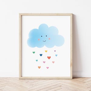 Cloud Heart Kid Wall Art, Rainbow Nursery Posters, Rainbow Hearts, Kids Room Decor, Cute Playroom Decor, Instant Digital Download