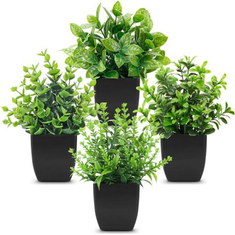 Set Of 4 Fake Plants Mini Artificial Greenery Potted Plants For Home set-of-4-fake-plants-mini-artificial-greenery-potted-plants-for-home
