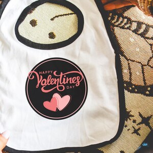 Happy Valentine&#39;s Day Baby Bib, Cute Infant Bib, Baby Shower Gift, Toddler Bib, Baby shower gift, Holiday Baby Essentials, Newborn gifts