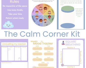 Printable Calm Corner Kit, Emotional regulation, Mindfulness Tool, Coping Skills for Kids, Classroom printable, Pre-K Kindergarten Worksheet