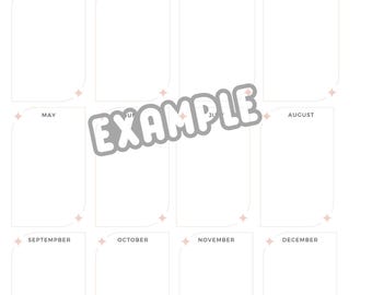Agenda mensuel imprimable, téléchargement immédiat PNG, impression de calendrier mensuel, agenda réutilisable, agenda de travail à domicile, calendrier d'impression B-day