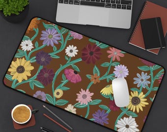 Flower Garden Desk Mat - Vibrant Floral Mousepad for Home Office, Gifts, Study, Work Desk Decor, Unique Office Accessories