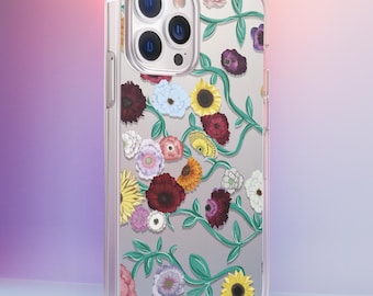 Funda transparente con flores de piano, flores de canción sorpresa, funda inspirada en Taylor, merchandising de Subtle Swift, funda transparente con flores