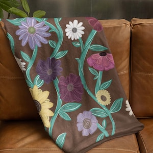 Surprise Song Flowers Blanket, Eras Inspired Blanket, Subtle Taylor, Acoustic Set Blanket, Lightweight Velveteen Throw, Boho Cottagecore
