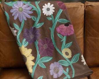 Surprise Song Flowers Blanket, Eras Inspired Blanket, Subtle Taylor, Acoustic Set Blanket, Lightweight Velveteen Throw, Boho Cottagecore