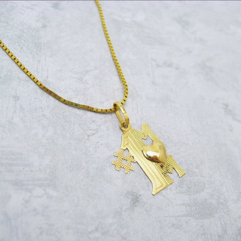 14k Gold Mom Necklace Number 1 Vintage Jewelry