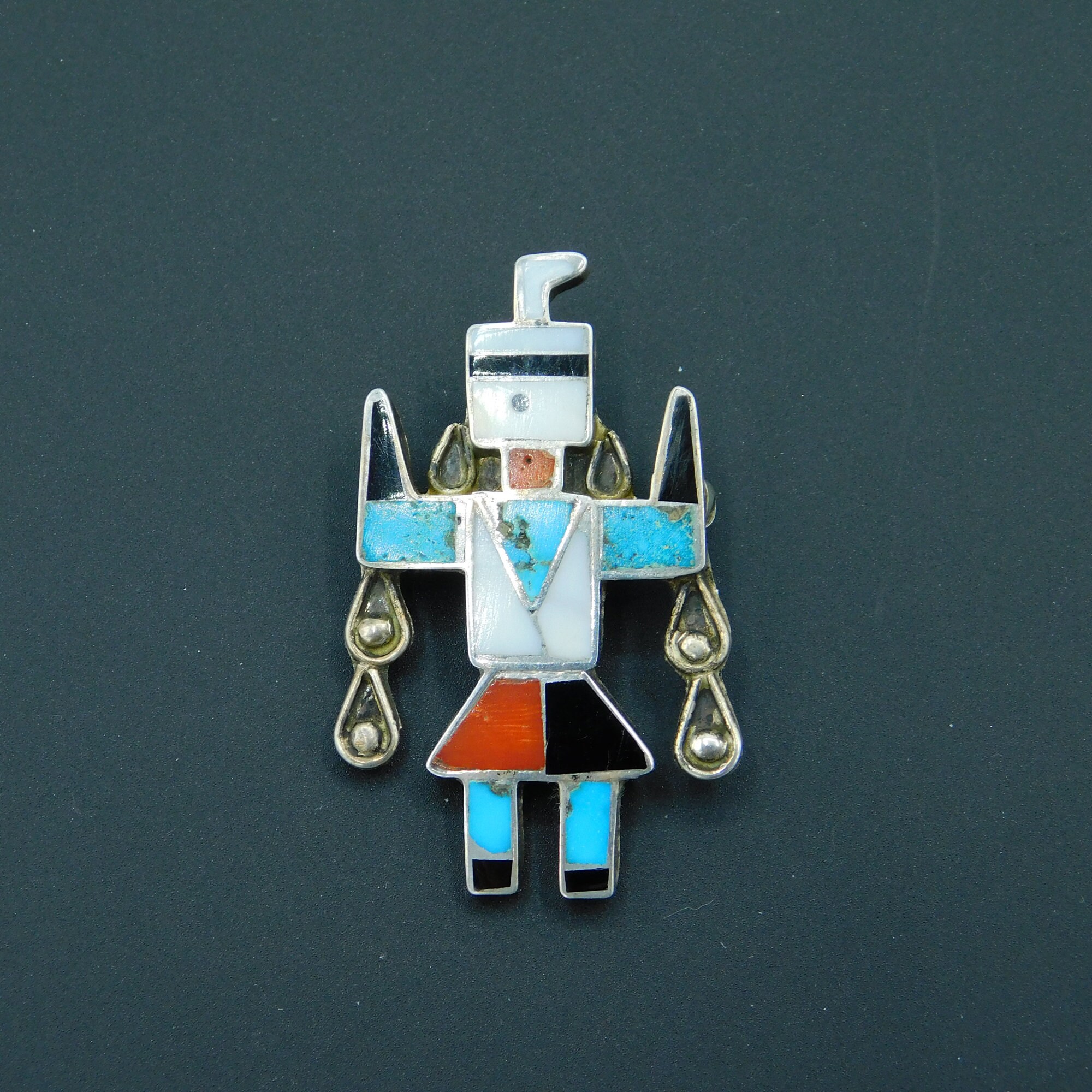 Vintage Inlaid Brooch Medicine Man Brooch Sterling Inlaid Etsy