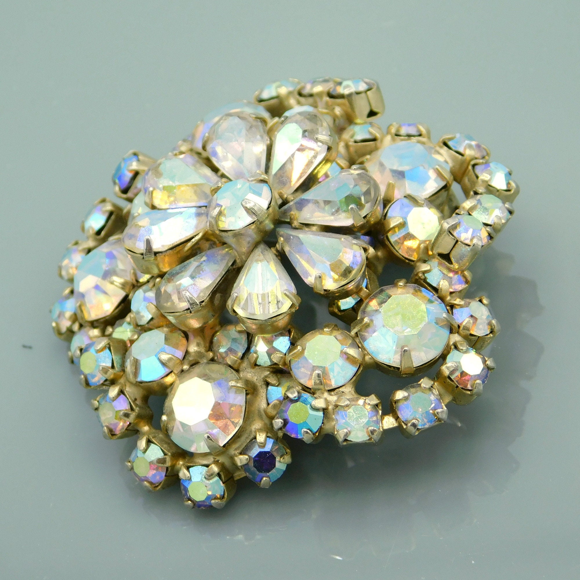 Vintage Blumenbrosche, 60er Schmuck Schmuck, Jahre Brosche, Strass Strass Brosche, Brosche, Einzigartige Strass Vintage Schmuck, Strass