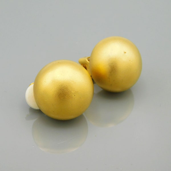 Brushed Gold Earrings, Ball Button Earrings, Ellen Designs Jewelry, Vintage Button Earrings, Clip on Earrings