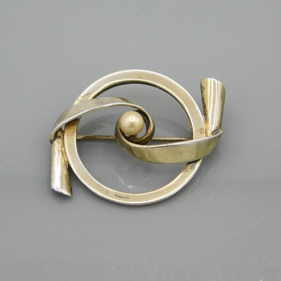 Vintage Sterling Pearl Brooch, Sterling Jewelry, … - image 5