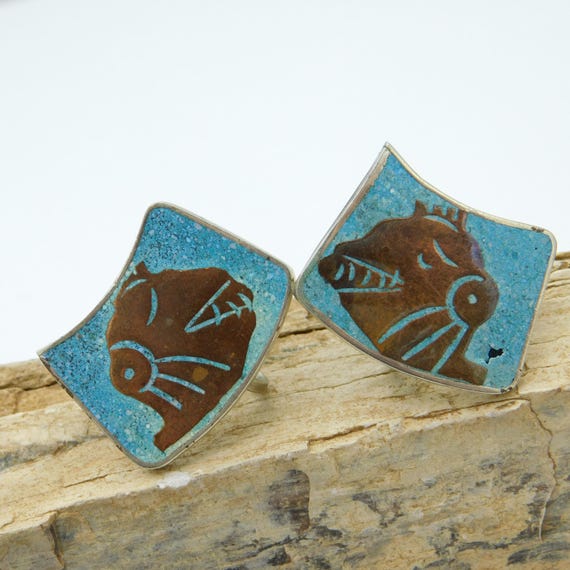 Vintage Enamel and Copper Cufflinks
