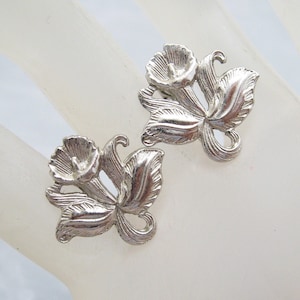 Sterling Orchid Earrings, Vintage Sterling Earrings