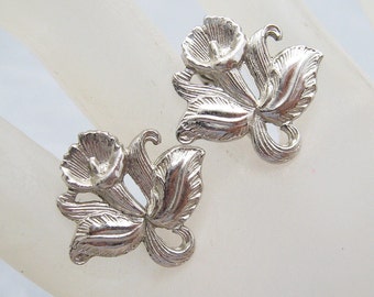 Sterling Orchid Earrings, Vintage Sterling Earrings, Screw on Sterling Earrings, Vintage Bridal Jewelry, Vintage Flower Jewelry