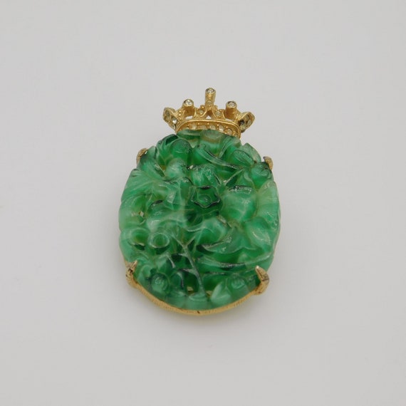 DeNicola Brooch, Vintage Jade Glass Brooch, Brooc… - image 8