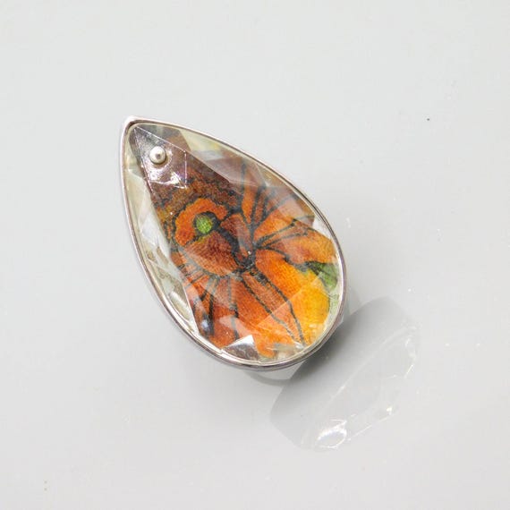 Big Sterling Floral Statement Ring - image 1