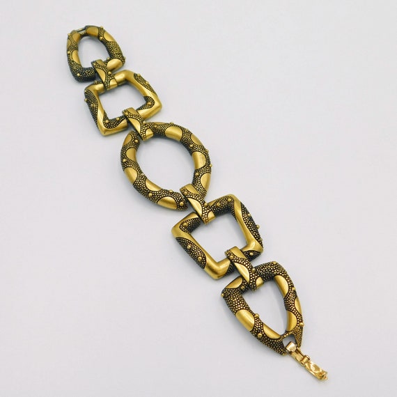 Wide Geometric Bracelet, Vintage Modernist Bracele