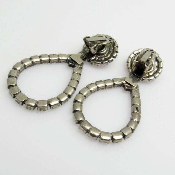 Long Rhinestone Hoop Earrings, Unusual Rhinestone… - image 3