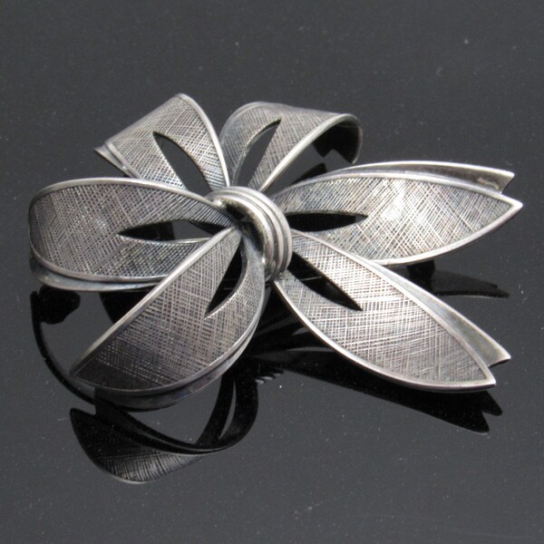 Sterling Ribbon Brooch Germany Leaf Vintage Jewelry