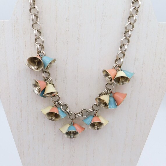 Vintage Monet Bell Necklace, Enamel Bell Necklace… - image 2