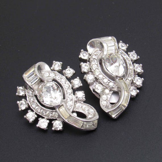 Rhinestone Earrings Vintage Jewelry Deco Style - image 9