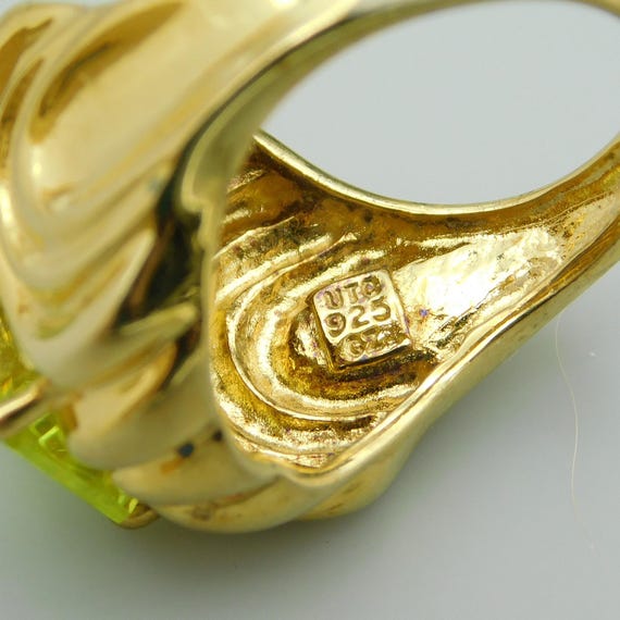 Sterling Gold Plated Ring, Translucent Faceted St… - image 7