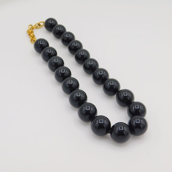 Vintage Monet Necklace, Chubby Black Beads,  Vint… - image 5