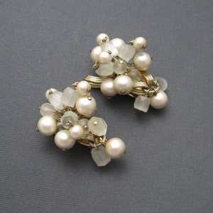 Vintage Cha Cha Earrings Pearl Bead Jewelry