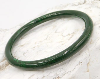 Green Stone Bangle Bracelet, Dark Green Stone Bangle Bracelet, Vintage Bracelet, Vintage Jewelry
