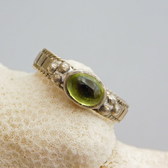 Sterling Peridot Ring, Stacking Ring - image 3