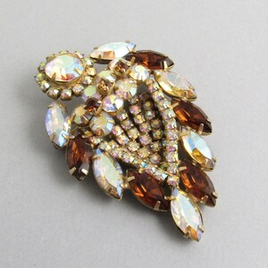 Vintage Czech Rhinestone Brooch Layered Fall Jewelry P5317 image 3