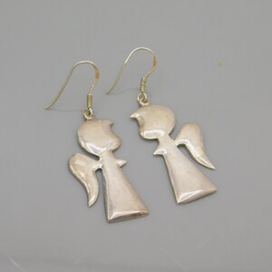 Vintage Sterling Angel Earrings, Long Angel Earrings, Sterling Jewelry, Long Dangly Earrings