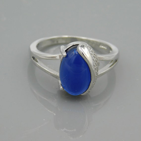 Vintage Sterling Ring, Unique Sterling Ring, Blue… - image 2