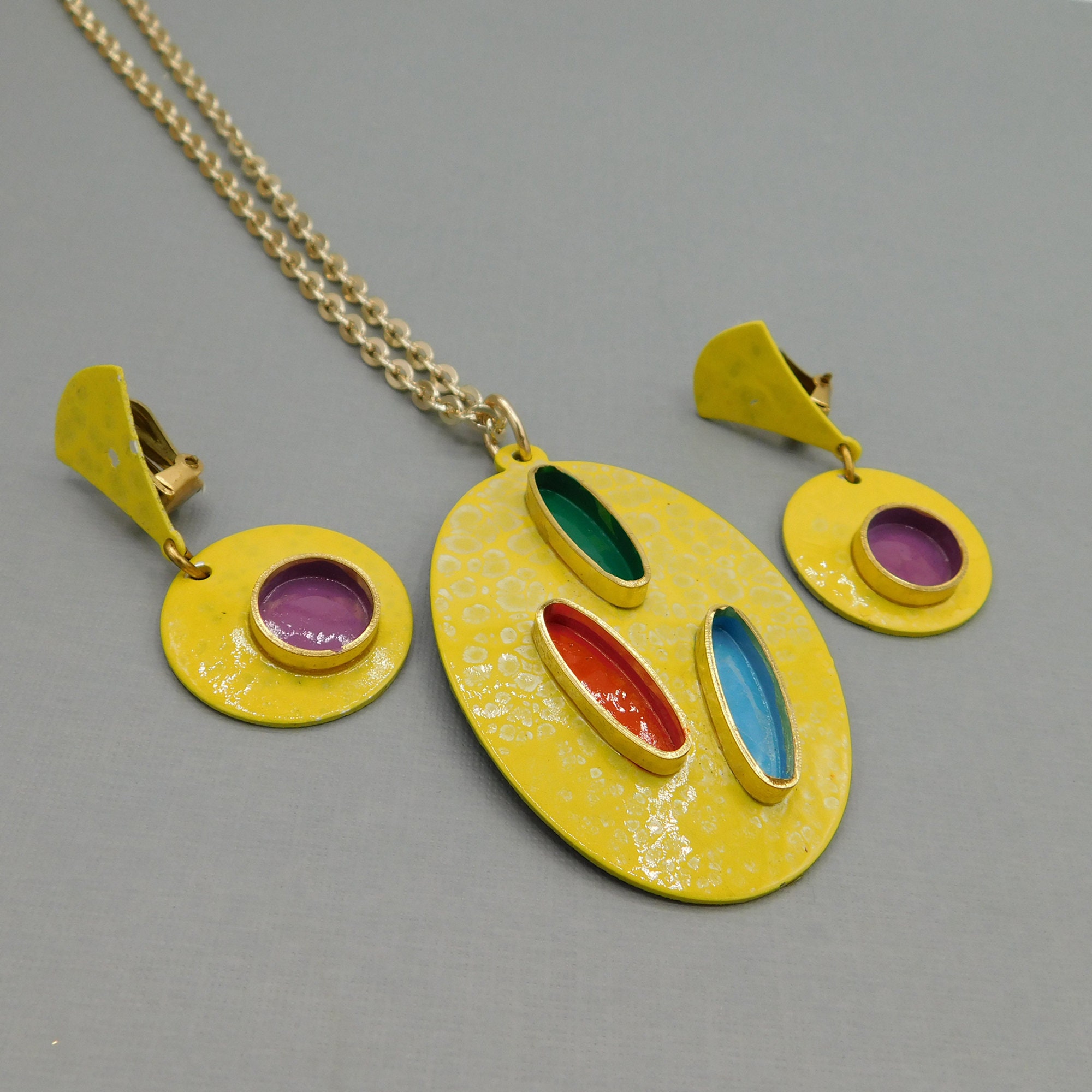 Vintage Mod Jewelry Mid Century Modern Mod Enamel Necklace Mod Earrings Vintage Earrings Vintage Necklace Etsy