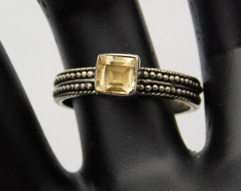 Sterling Citrine Ring, Stacking Silver Ring, Vintage Ring