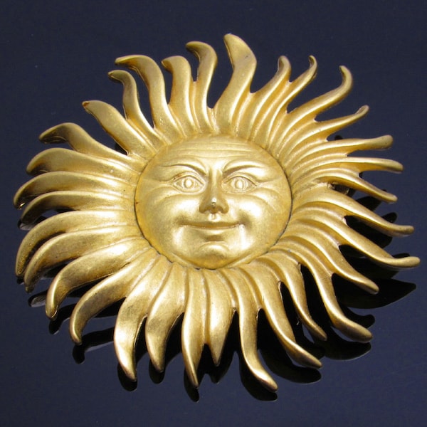 RESERVED Large Sun Brooch Face Monet Vintage Jewelry Summer P7632