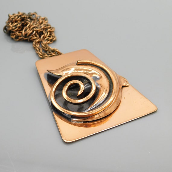 Big Copper Pendant, Dimensional Pendant, Vintage C