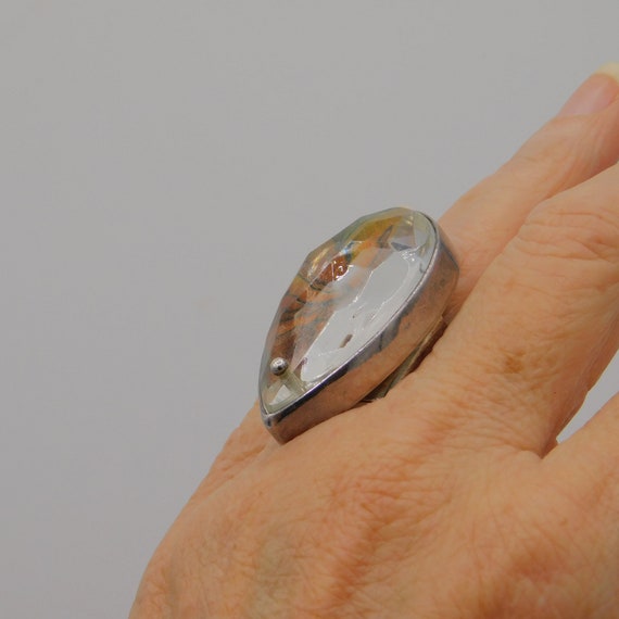 Big Sterling Floral Statement Ring - image 8