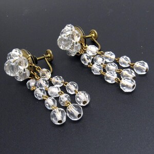 Long Crystal Antique Art Deco Earrings, Vintage Bridal Jewelry