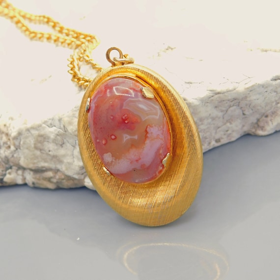 Vintage Agate Pendant, Vintage Necklace, Unique V… - image 1