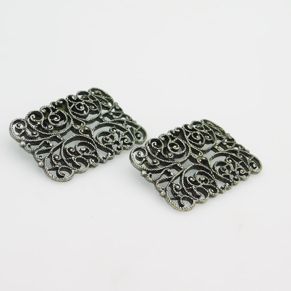 Very vintage silver tone shoe clips Vintage Art Deco Rhinestone Silver Tone Shoe Clips - Etsy main image 3