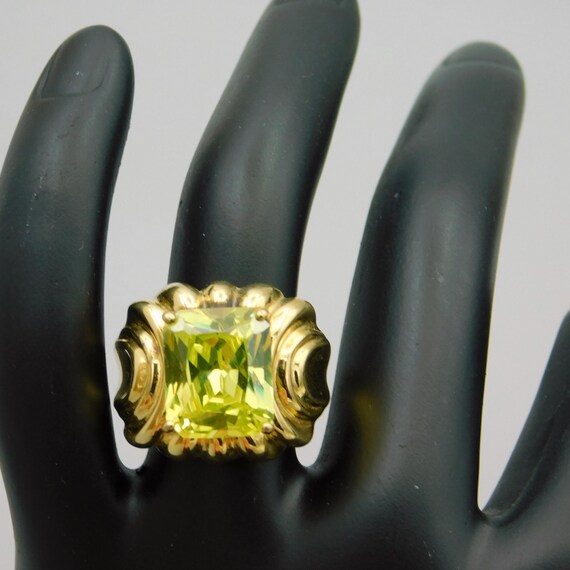 Sterling Gold Plated Ring, Translucent Faceted St… - image 2