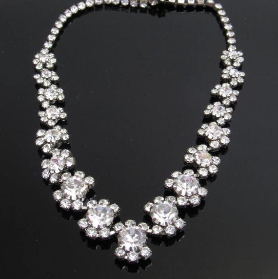 Rhinsetone Statement Necklace, Rhinestone Bridal … - image 2