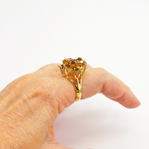 Abstract Rhinestone Cluster Ring, Brown Marquis R… - image 6