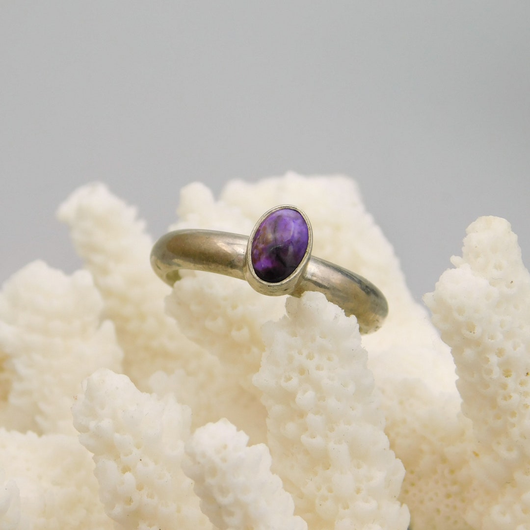 Vintage Sterling Stack Ring, Purple Stone Ring - Etsy