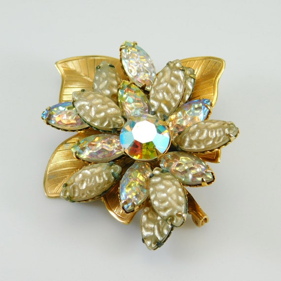 Vintage Flower Brooch, Celebrity Jewelry, Large F… - image 3