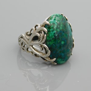 Details about   AMAZING Huge Vintage Navajo Chrysocolla Sterling Silver Ring Size 13 