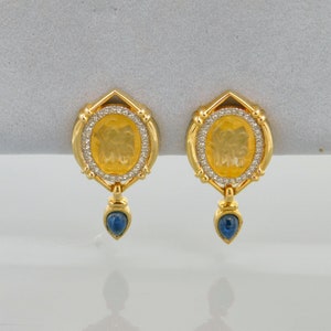 Unusual David Grau Earrings, Vintage Rhinestone Earrings, Statement Earrings, Vintage Jewelry image 9