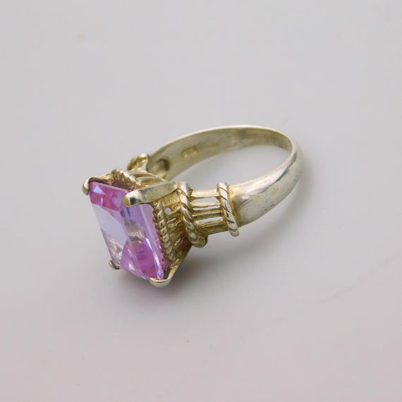 Tall Sterling Statement Ring, Purple Stone Ring - image 4