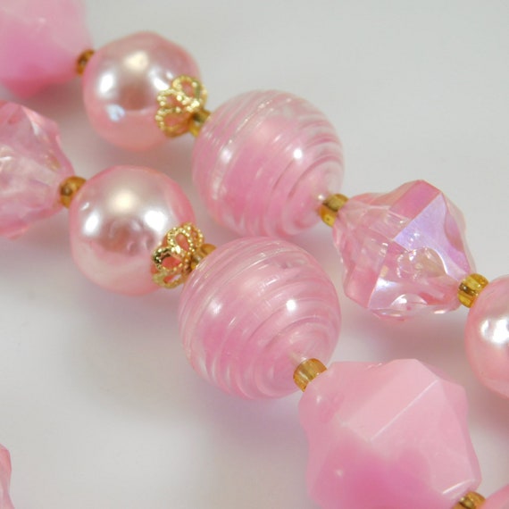 Vintage Bead Necklace, Pink Bead Necklace, Mid-Ce… - image 6